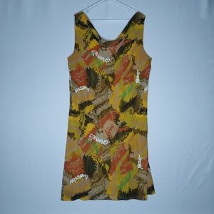 Mlle Gabrielle 90s Dress 20 Urban Graffiti Sleeveless Midi Slip Sheath Y2K Rasta